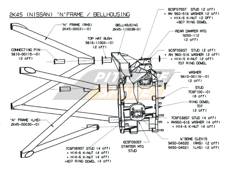 2K45 (NISSAN) 'N' FRAME / BELLHOUSING